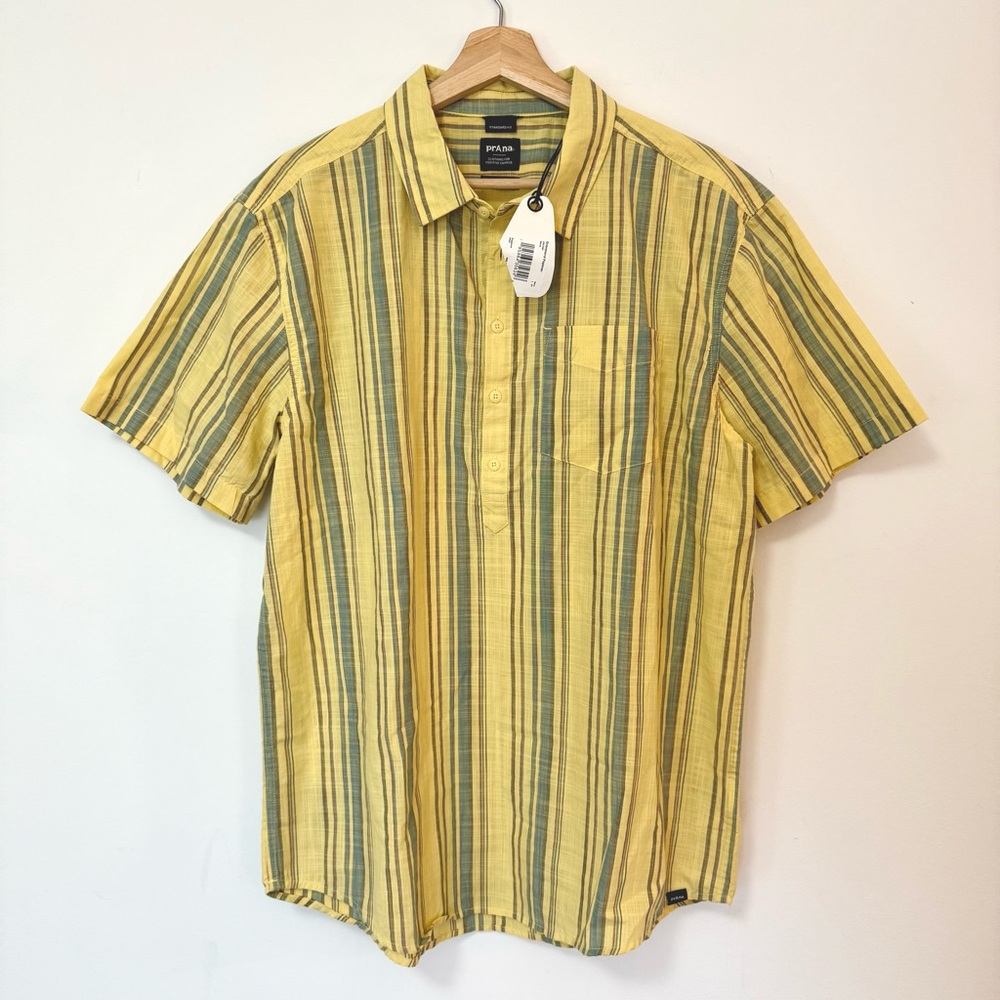 NWT prAna Groveland Popover Vertical Stripe Maize Color Shirt